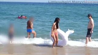 Littlesubgirl Cute Asian Baby Flash Her Boobs On The Beach To A Random Guy Video