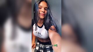 Cute Latina Teen Dancing and Showing her abs on camera Video