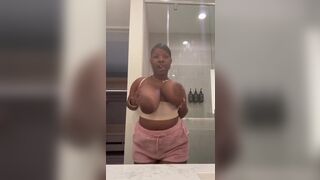 Big pretty African Babe Dances While Shaking Her Big Tits