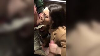 Beautiful Nerd Babe Sucks Two Cocks On Elevator Cam Leaked Video