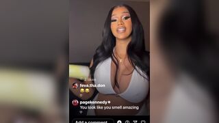 Cardi B Sexy Chick Shakes Her Boobs In Live Video