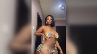 Ebony Curved Baby Teasing While wearing A Bikini Video