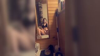 Lydia Horny Babe Rubs Her Pussy in Mirror Video