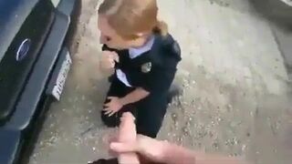 Horny Police Woman Blowjob On The Street Video