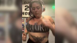 Hot Fat Bae Doing Cardio bouncing Boobs Video