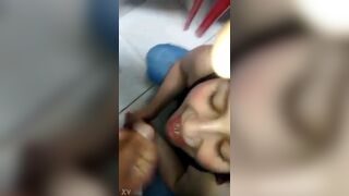 Horny Busty Babe Let A Guy Cum On Her Face