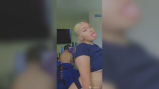 Blonde Asian Thot Big Boob Drop on Cam Video