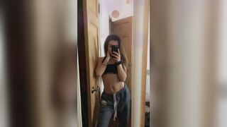 Hot Skinny Busty Babe Sexy Mirror Selfie Video