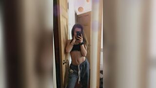 Hot Skinny Busty Babe Sexy Mirror Selfie Video
