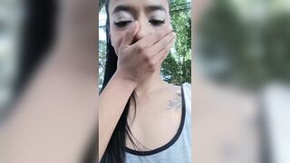 Asian Petite Goes Outside And Fingering Her Nasty Pussy Video