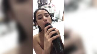 Sexy Asian Teen Licking And Sucking A Huge Dildo Video