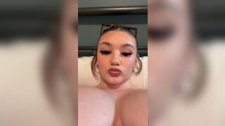Pretty Babe Licking and Teasing Her Big Tits Video