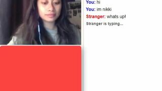 Nikki Asian Showing off Her Tits and Rubbing Her Pussy For a Stranger On Omgle Video