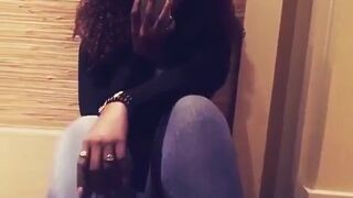 Sanchiworld Curly Haired Black Babe Teasing Touching Pussy On Clothes Video