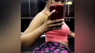 Sanchiworld Fat Ass Black Bitch Shaking Her Ass Infront Of Mirror Video
