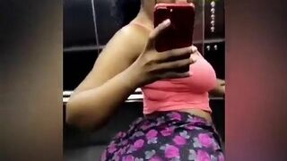 Sanchiworld Fat Ass Black Bitch Shaking Her Ass Infront Of Mirror Video