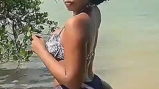 Sanchiworld Big Ass Black Babe In The River Video