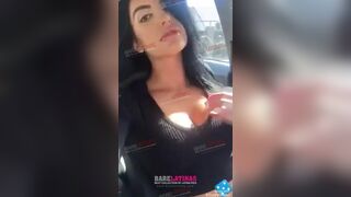 Latina Babe Teasing Her Bfs With Nudes In The Car Video