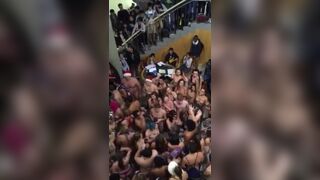 Gorgeous teens running naked in the college building