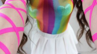 Lil Canadian Girl Shaking Ass in Rainbow Outfit Nude Video Leaked