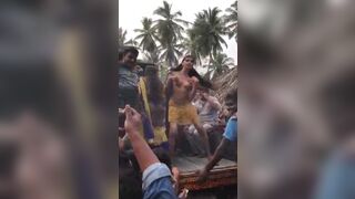 Randi girl dancing naked on tractor in front of villagers in procession
 Indian Video