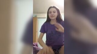 Gorgeous bored russian girl teasing boobs on periscope