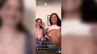 Amazing Nicole Dobrikov flashing her tits with her friend