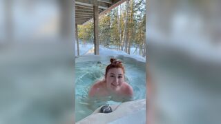 Isla Moon Big Booty Wife taking a Shower and Teasing In the Hot Tub Outdoor Video