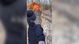 Isla Moon Red head Babe Blows Her Boyfriend Cock Hard in the woods outside