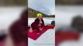 Myla Del Rey Horny Babe with Big tits went to Ice Fishing and Masturbate Onlyfans Video