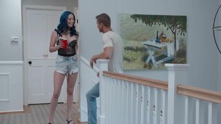 Curvy Blue Hair Chick Tease a Cock and Gets Fucked till he Cums on Her Breasts Video