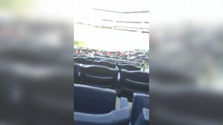 Gorgeous teen unpacking her huge tits at a baseball game