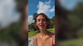 Rachel Cook Chatting To Her Fans While Wearing Bikini Near The Pool Video