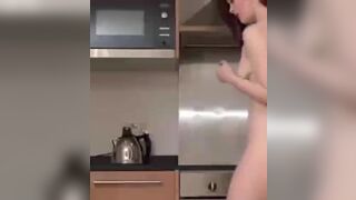 Redhead Hoe Sexy Dance While Naked In the Kitchen Video