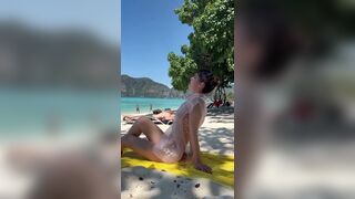 Korean Slut Chilling On The Beach Teasing Video