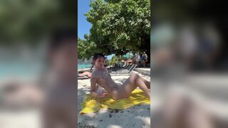 Korean Slut Chilling On The Beach Teasing Video