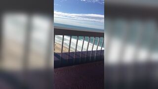 Gorgeous balcony vacation blowjob