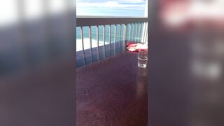 Gorgeous balcony vacation blowjob