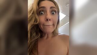 Young Blonde Girl Rubbing and Vibrating Her Pussy in Public Washroom Video