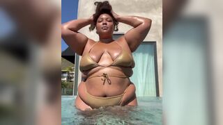 Lizzo Fat Ebony Showing Her Massive Body in Pool Video