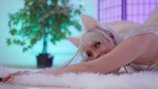 Young Neko Cosplayer with Large Assets Pleasures Herself Solo