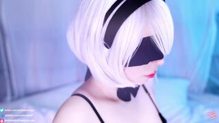Cosplayer dressed as 2B from NieR:Automata sucking cock and fucking POV