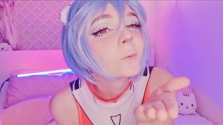 Rei Ayanami Cosplaying Slut with Cute Small Titties Banged in Hentai Clip