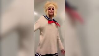 Himiko Toga from My Hero Academia: Petite Blonde with Tattoos and Small Breasts in Fetish Solo Performance