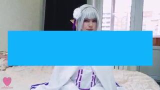 18-Year-Old Emilia from Re:Zero Cosplayer Fucks and Does Ahegao