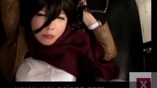 Mikasa cosplayer gets dominated and banged