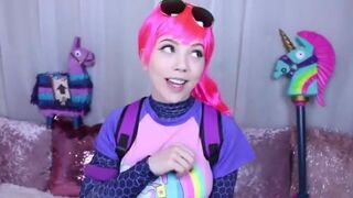 Cute Young Cosplaying Brite Bomber from Fortnite Sucking Off Two Dildos