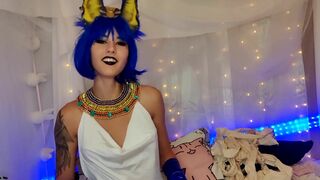 Amateur Ankha from Animal Crossing Cosplay Solo Slut Fucking Her Own Holes