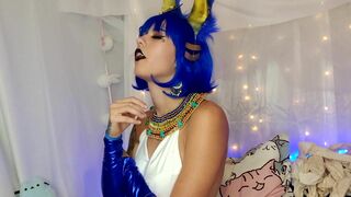 Amateur Ankha from Animal Crossing Cosplay Solo Slut Fucking Her Own Holes
