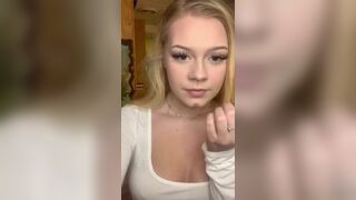 Sexy blonde young teasing her nipples on periscope